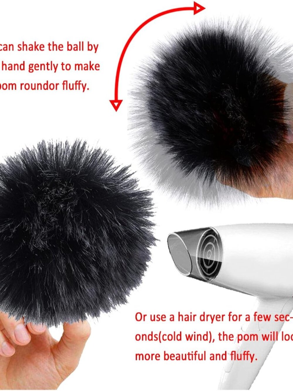 30 Pieces Faux Fur Pom Pom Balls Fluffy Pom Pom with Elastic Loop Pom Pom for Ha - Picture 4 of 7
